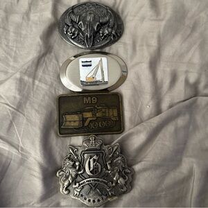 4 vintage bell buckles
